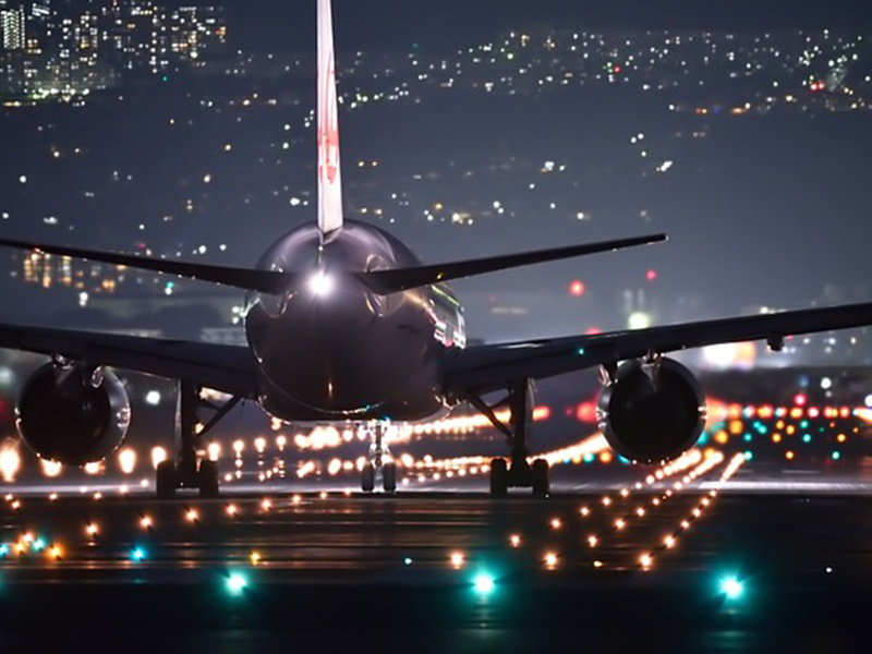 plane flying at night